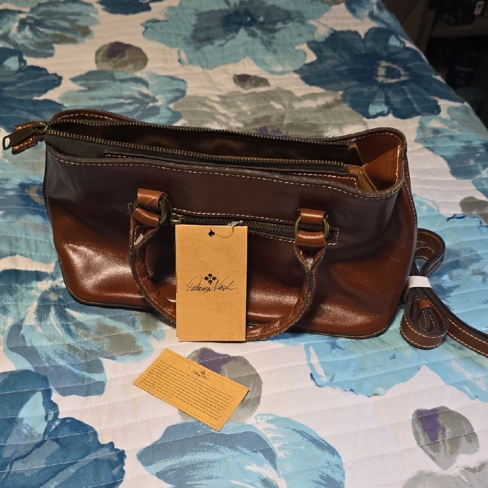 Vintage Look Brown Leather Handbag PATRICIA NASH